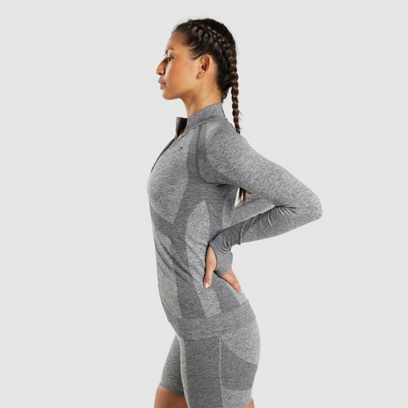 Μπουφαν Gymshark Flex Zip Through Charcoal Marl | 759ZEUDIC