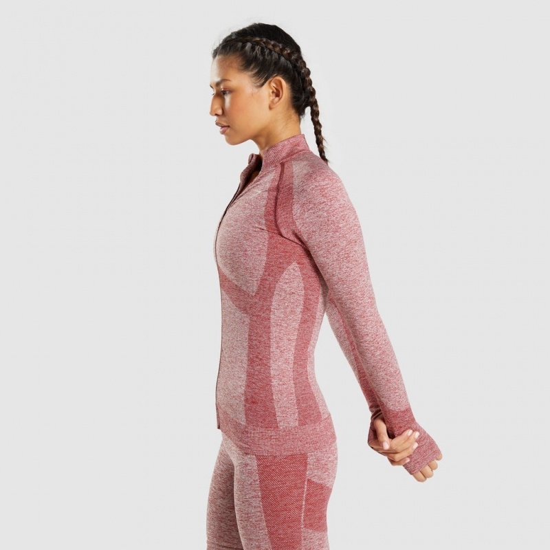 Μπουφαν Gymshark Flex Zip Through μπορντο | 793KMYFGH