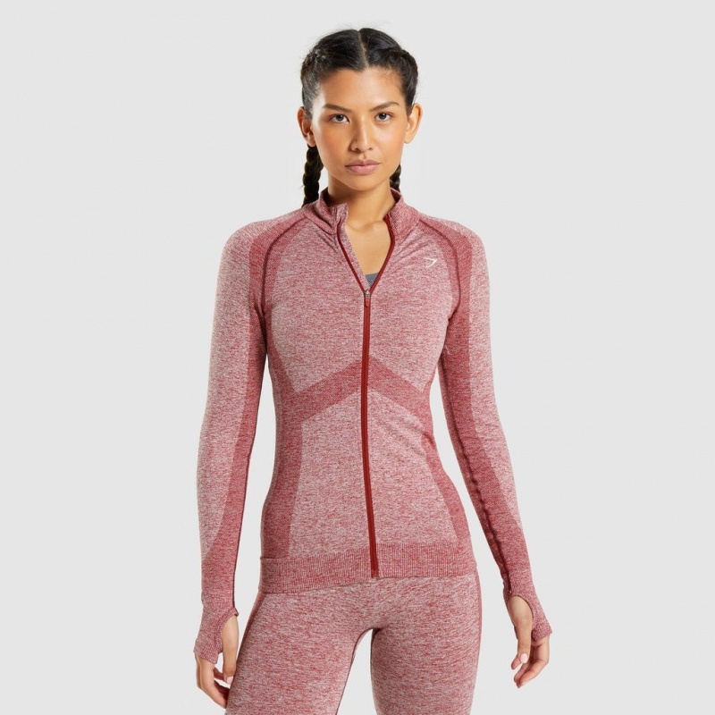 Μπουφαν Gymshark Flex Zip Through μπορντο | 793KMYFGH