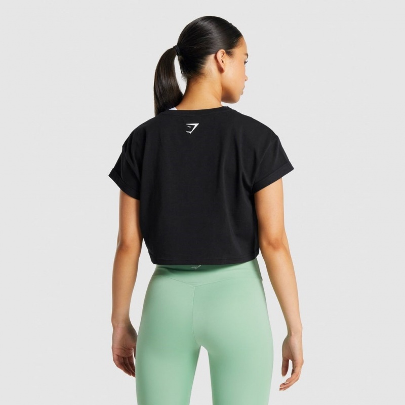 μπλουζακια Gymshark Fraction Crop μαυρα | 097HAUGZQ