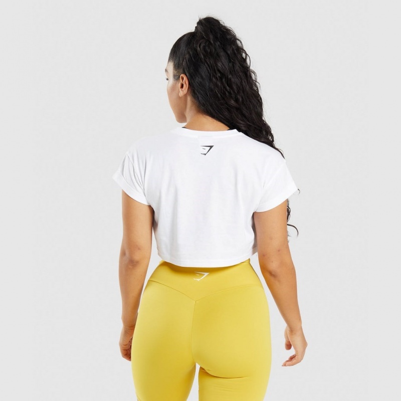 μπλουζακια Gymshark Fraction Crop ασπρα | 190HMZTWU