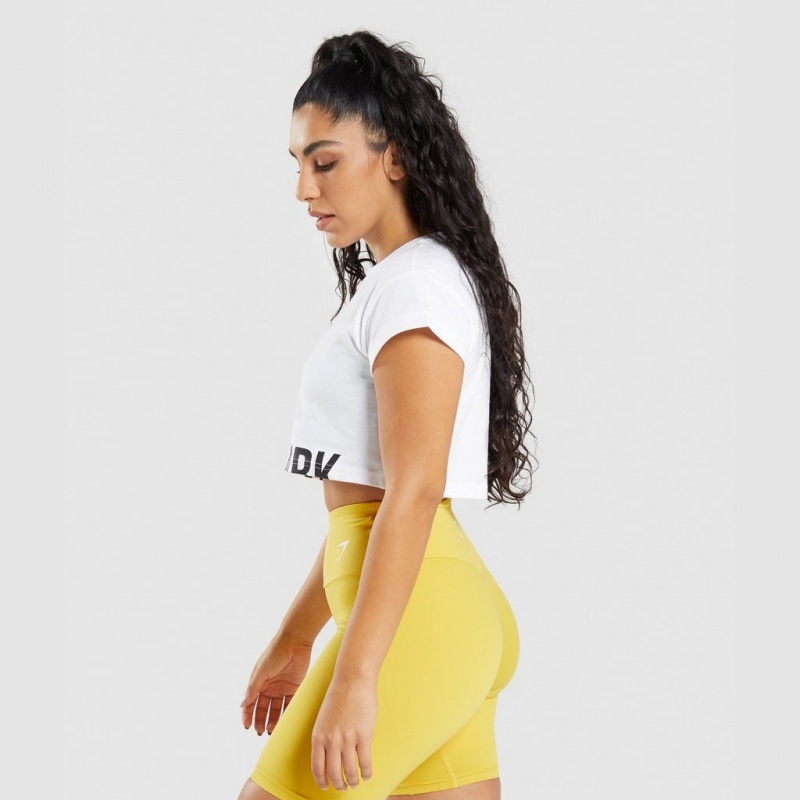 μπλουζακια Gymshark Fraction Crop ασπρα | 190HMZTWU