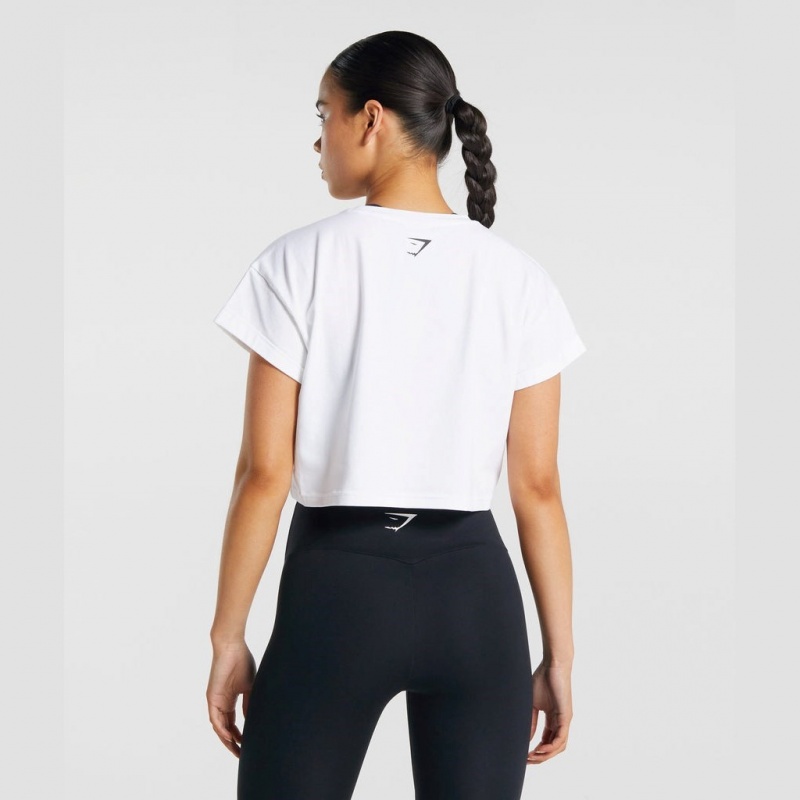μπλουζακια Gymshark Fraction Crop ασπρα | 208YTKPRJ