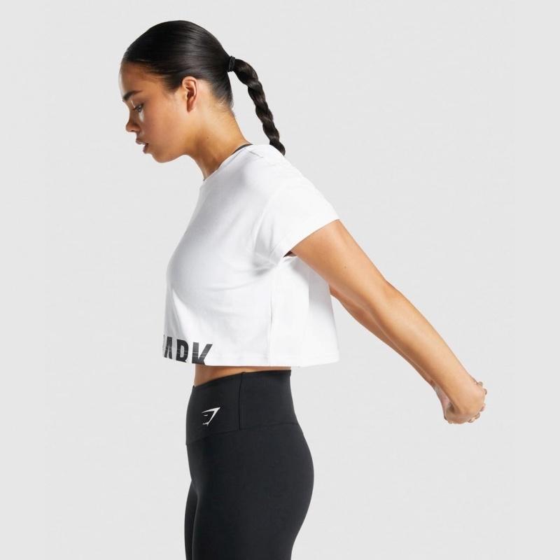 μπλουζακια Gymshark Fraction Crop ασπρα | 208YTKPRJ