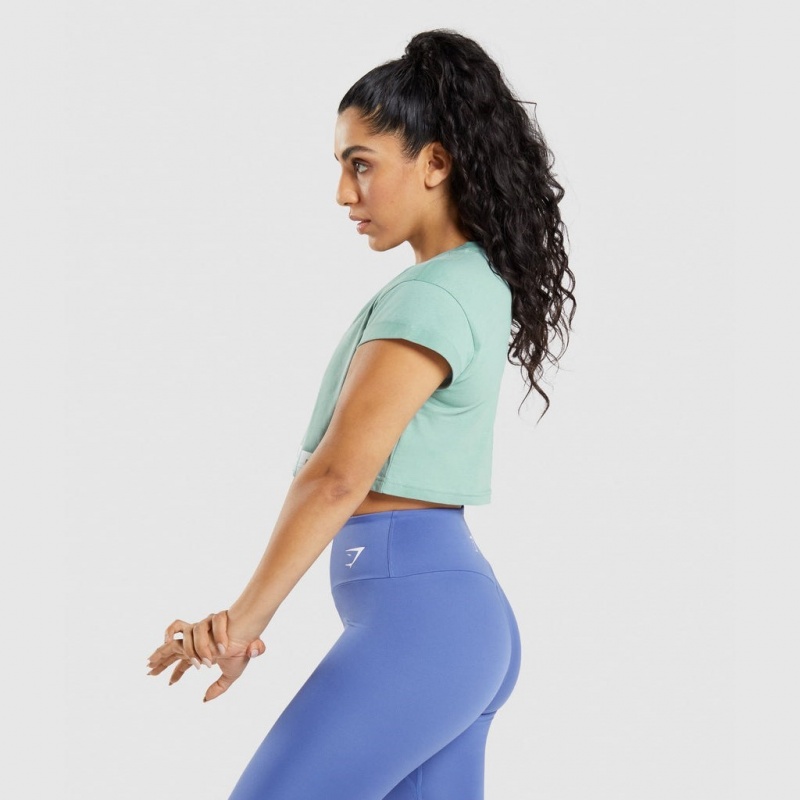 μπλουζακια Gymshark Fraction Crop μπλε | 718REUWCV