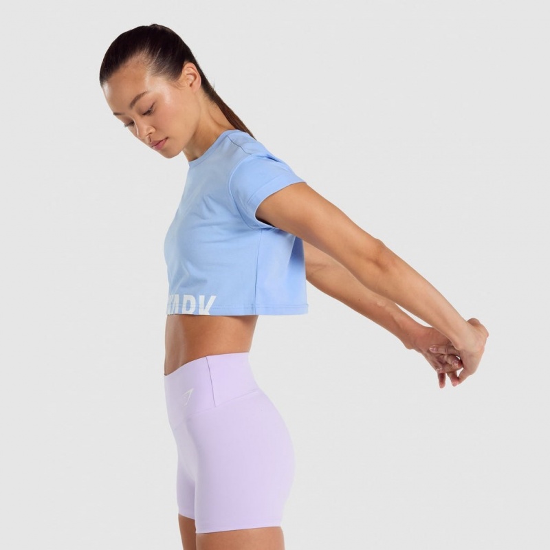 μπλουζακια Gymshark Fraction Crop ανοιχτο μπλε | 347QNWTUG