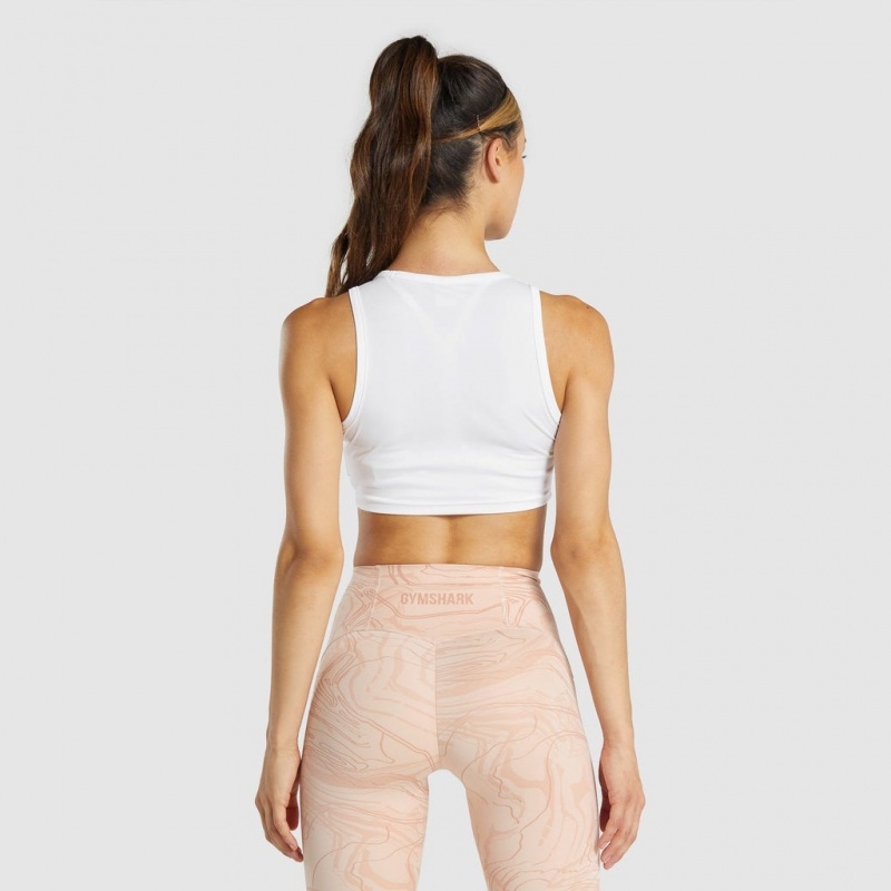 μπλουζακια Gymshark GS Power Crop ασπρα | 256HZFCPT