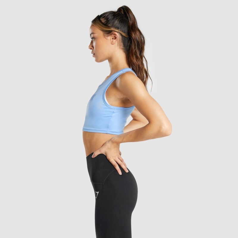 μπλουζακια Gymshark GS Power Crop μπλε | 396FGMQWN