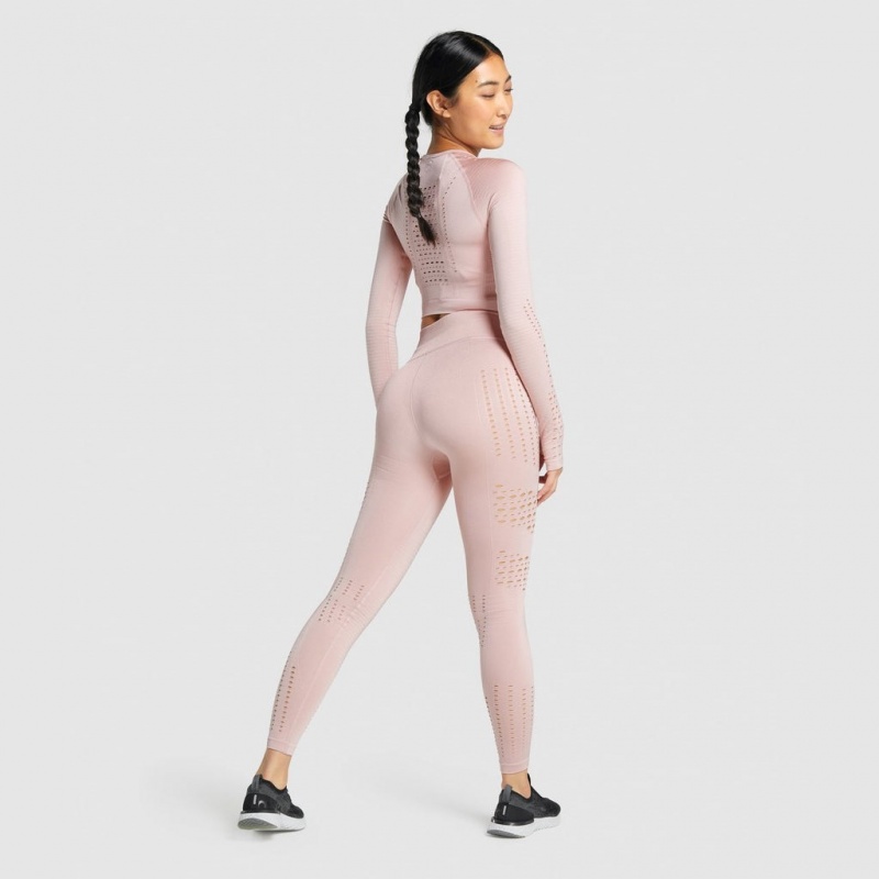 μπλουζακια Gymshark Glow Long Sleeve Seamless ανοιχτο ροζ | 154RHBWXM