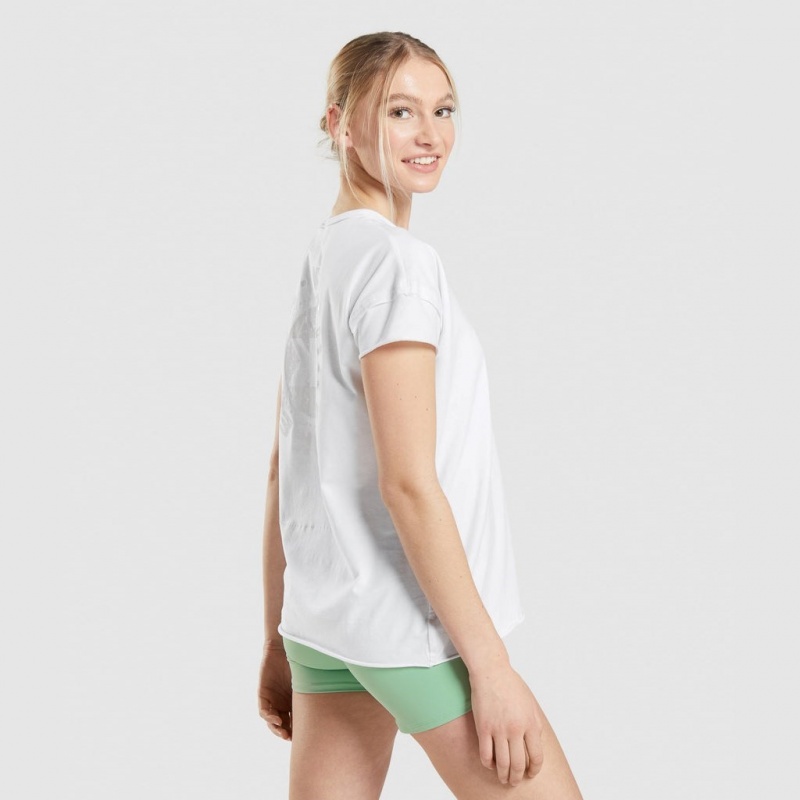 μπλουζακια Gymshark KK Fit Oversized σταμπεσ ασπρα | 329DMULAS