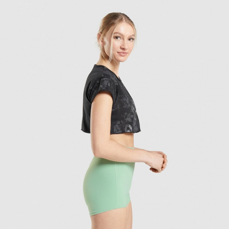 μπλουζακια Gymshark KK Fit Raw Crop μαυρα καμουφλάζ | 685RLZDQA