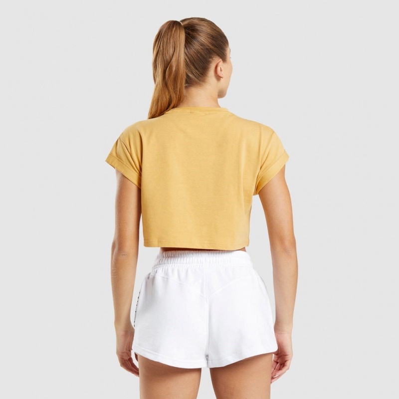 μπλουζακια Gymshark Legacy σταμπεσ Crop κίτρινα | 689YXWTSF