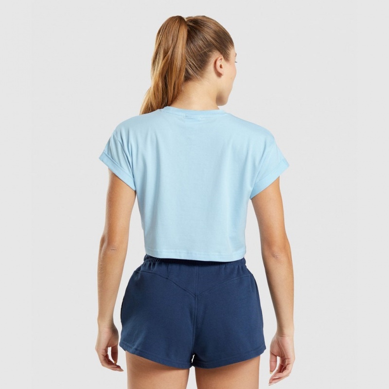 μπλουζακια Gymshark Legacy σταμπεσ Crop μπλε | 768TKOGYR