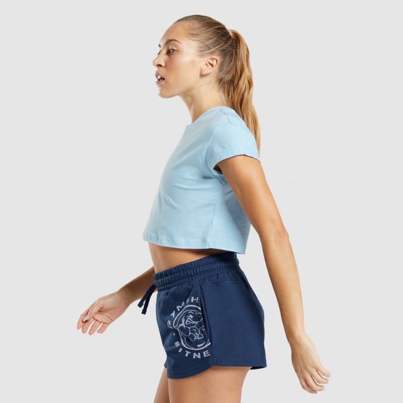 μπλουζακια Gymshark Legacy σταμπεσ Crop μπλε | 768TKOGYR