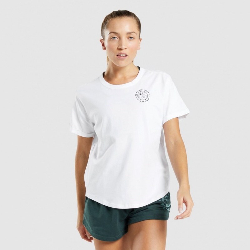 μπλουζακια Gymshark Legacy σταμπεσ Tee ασπρα | 173OEJPVT