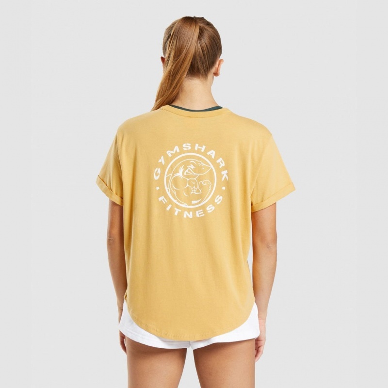 μπλουζακια Gymshark Legacy σταμπεσ Tee κίτρινα | 768MVLHQU