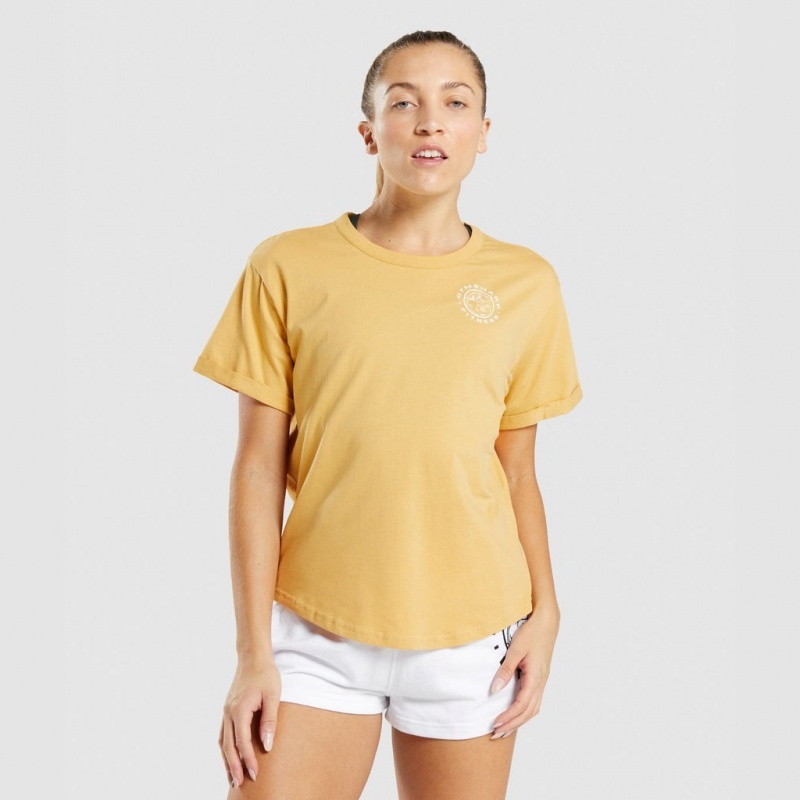 μπλουζακια Gymshark Legacy σταμπεσ Tee κίτρινα | 768MVLHQU