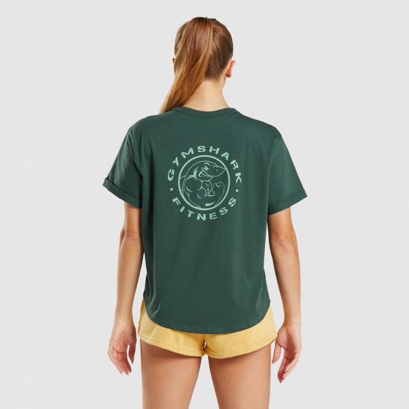 μπλουζακια Gymshark Legacy σταμπεσ Tee σκούρο πρασινο | 315ERWKYT