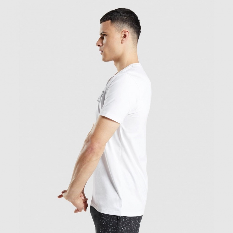 μπλουζακια Gymshark Micro Print Block Infill ασπρα | 135CYIUJK