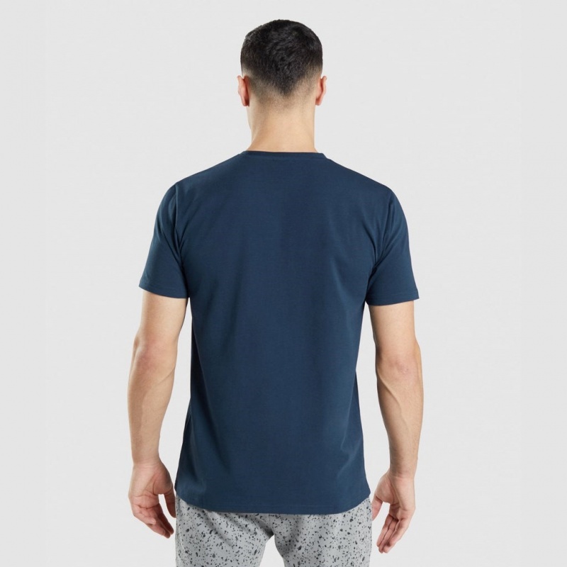 μπλουζακια Gymshark Micro Print Block Infill σκουρο μπλε | 192CRXJKY