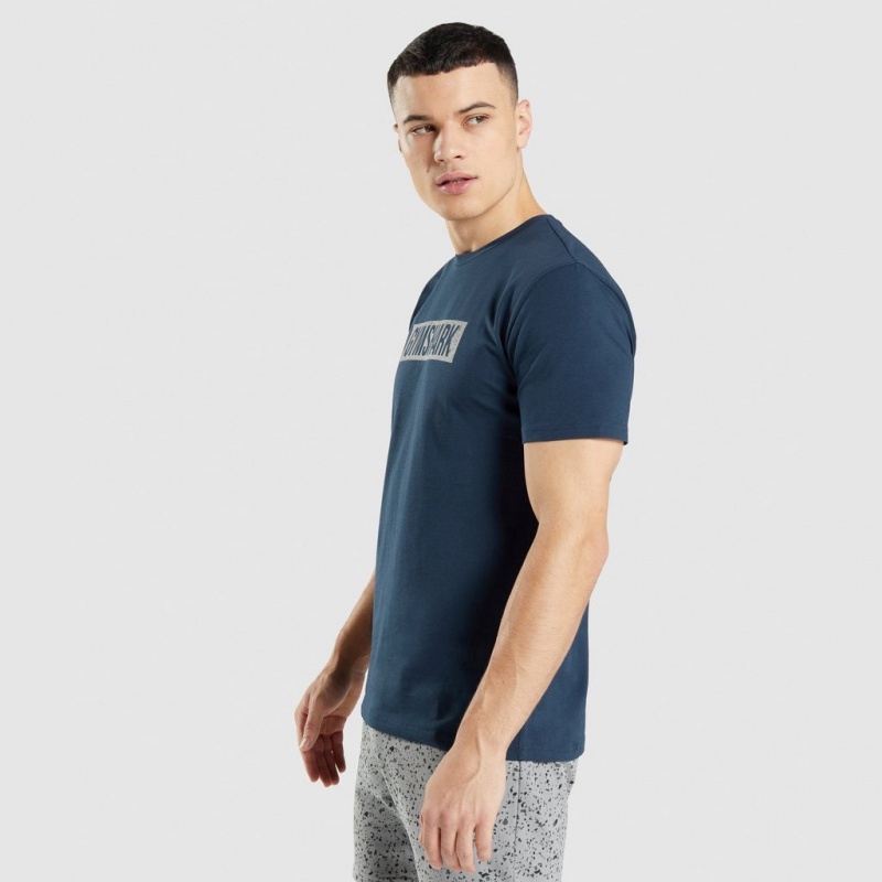 μπλουζακια Gymshark Micro Print Block Infill σκουρο μπλε | 192CRXJKY