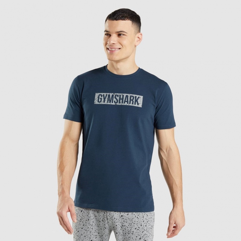 μπλουζακια Gymshark Micro Print Block Infill σκουρο μπλε | 192CRXJKY