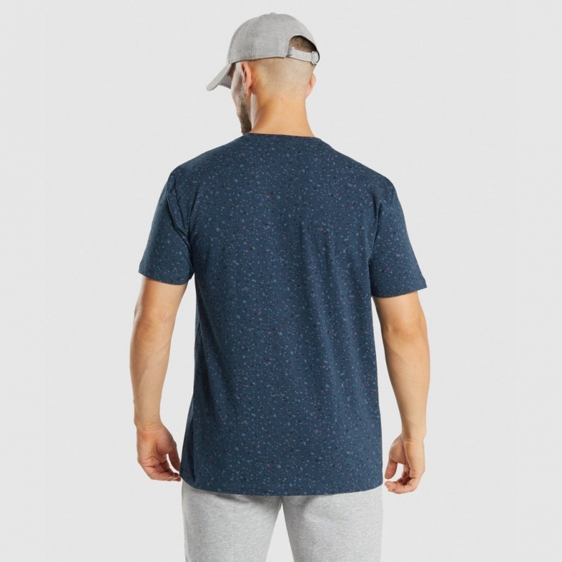 μπλουζακια Gymshark Micro Print σκουρο μπλε | 347QACBWL