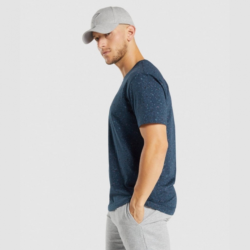 μπλουζακια Gymshark Micro Print σκουρο μπλε | 347QACBWL