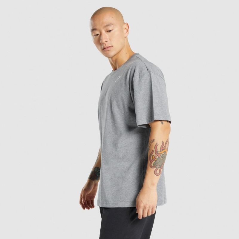 μπλουζακια Gymshark Oversized Charcoal Marl | 612JQZMWR