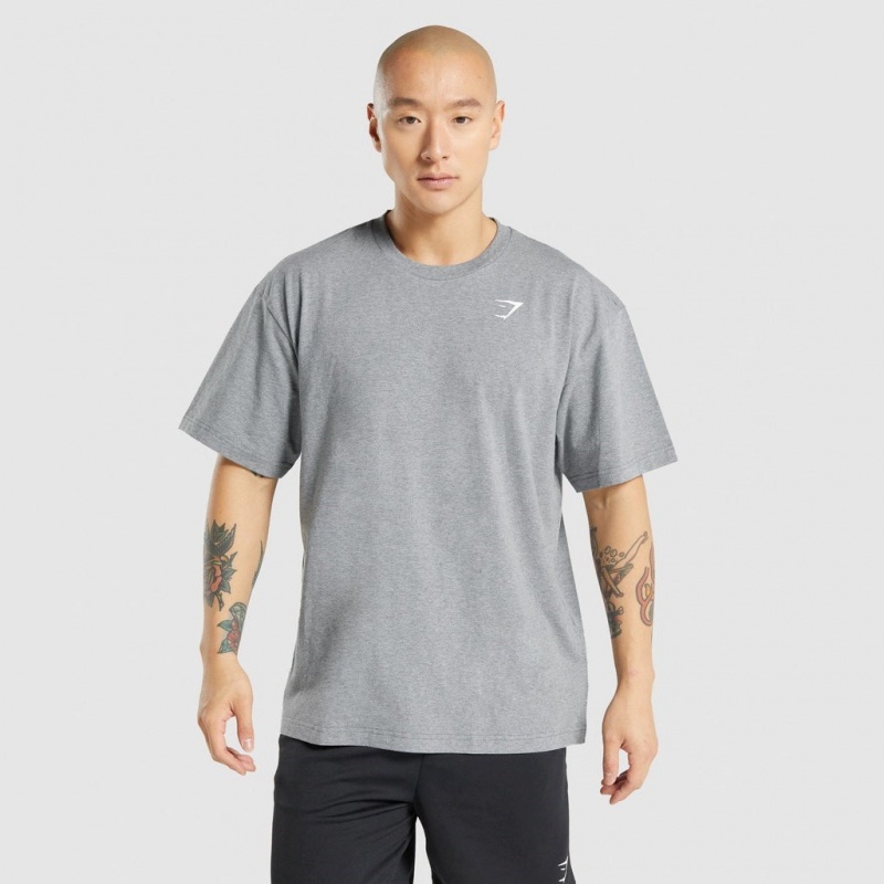 μπλουζακια Gymshark Oversized Charcoal Marl | 612JQZMWR