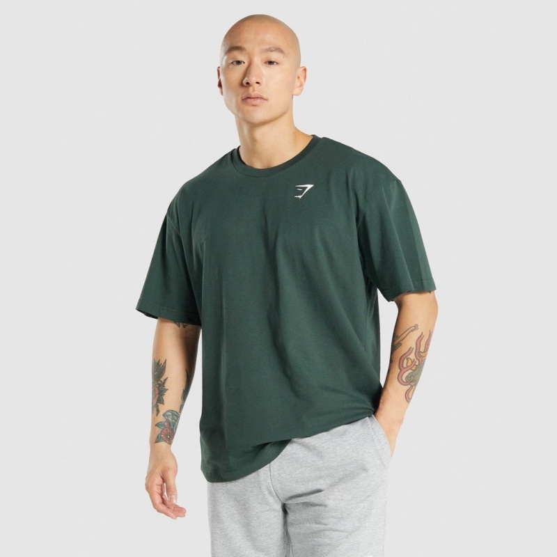 μπλουζακια Gymshark Oversized σκούρο πρασινο | 697TXDAVW