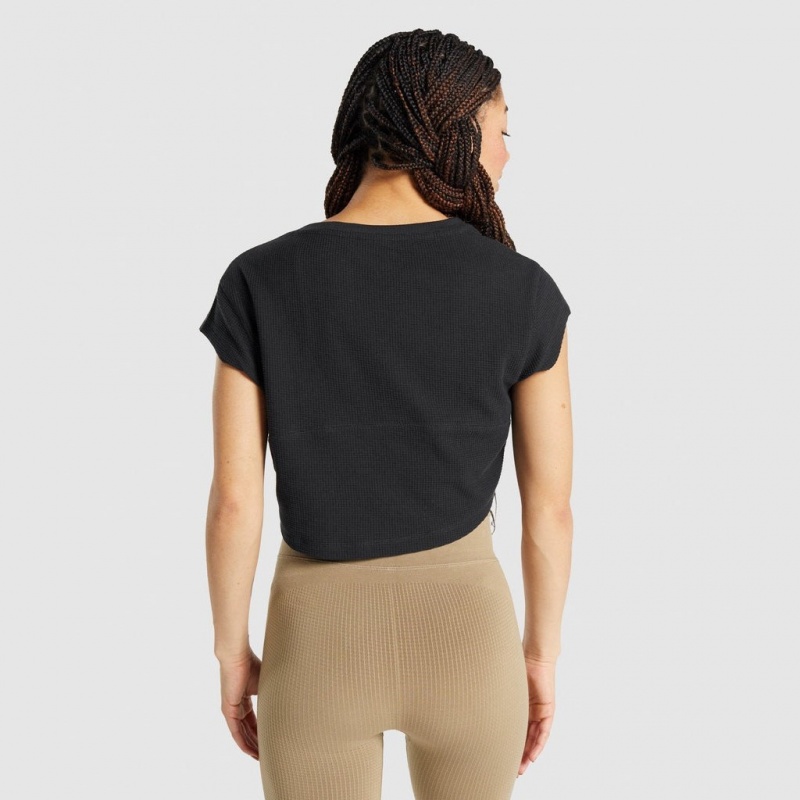 μπλουζακια Gymshark Pause Crop μαυρα | 614ZCJEHG