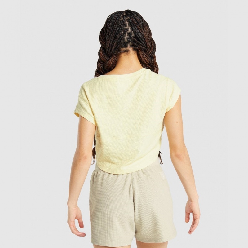 μπλουζακια Gymshark Pause Crop κίτρινα | 903XWFDRG