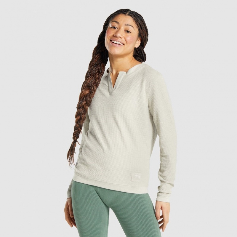 μπλουζακια Gymshark Pause Long Sleeve γκρι | 370LBQUGI