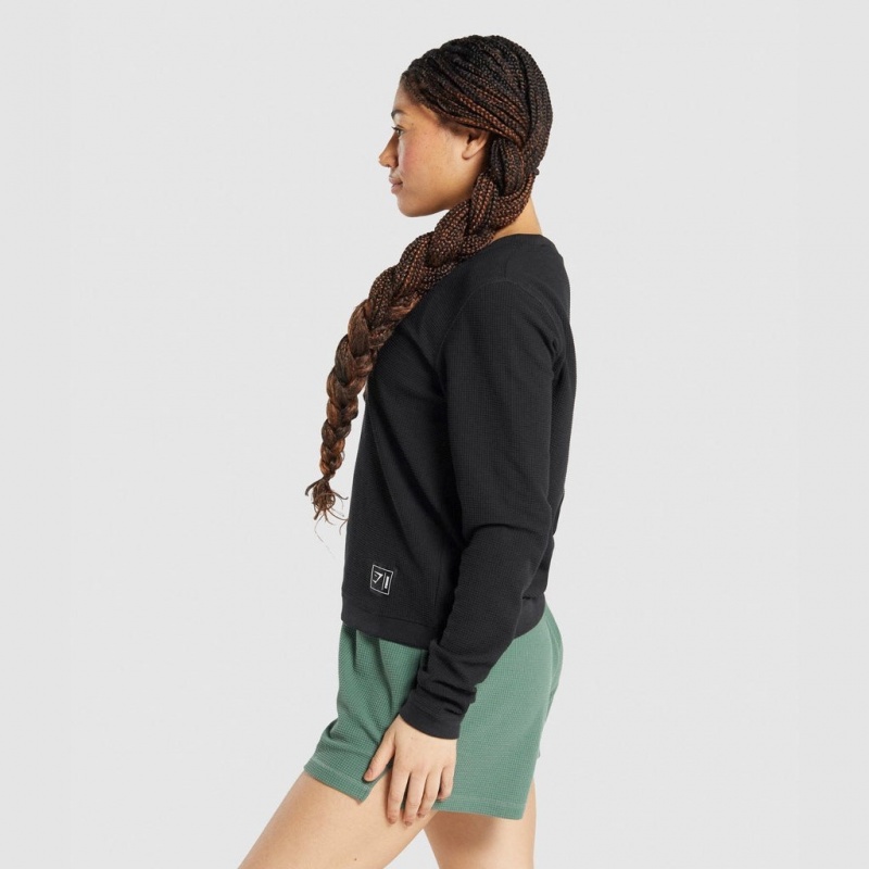 μπλουζακια Gymshark Pause Long Sleeve μαυρα | 723VTFGYN