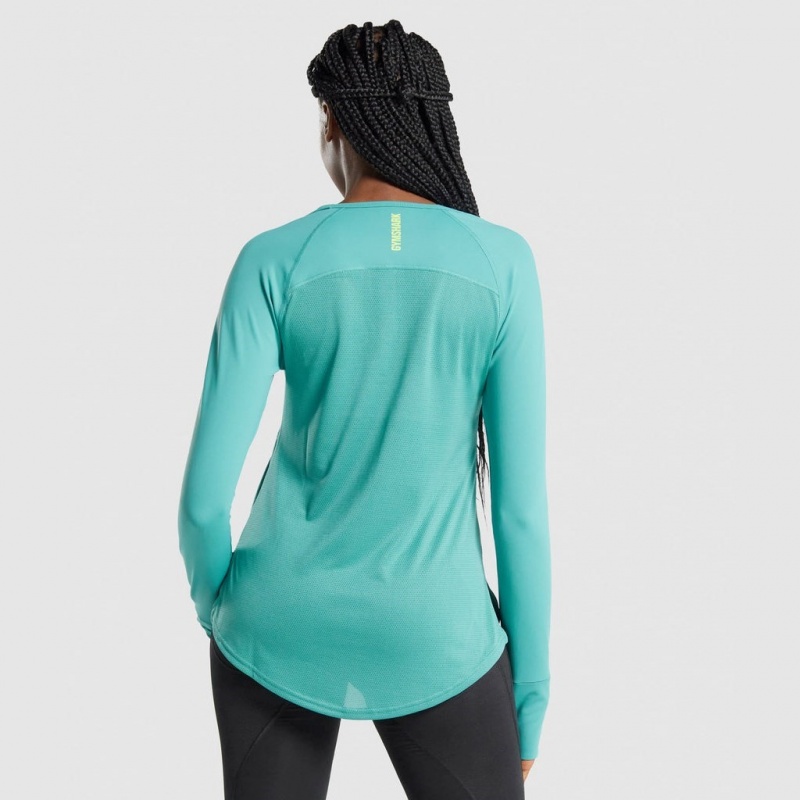 μπλουζακια Gymshark Pulse Long Sleeve Teal | 134SKOYBL