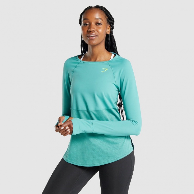 μπλουζακια Gymshark Pulse Long Sleeve Teal | 134SKOYBL