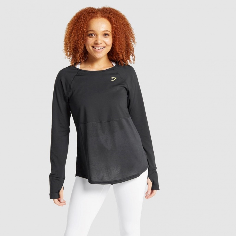 μπλουζακια Gymshark Pulse Long Sleeve μαυρα | 180BZXGMK