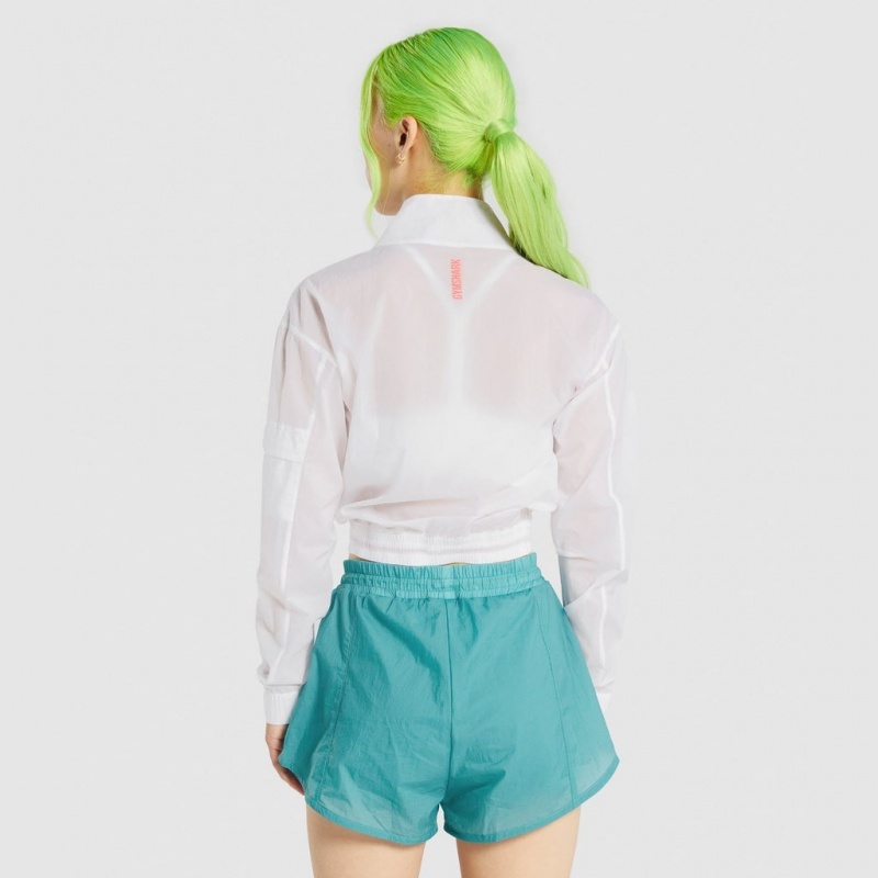 Μπουφαν Gymshark Pulse Woven ασπρα | 920BKYEXJ