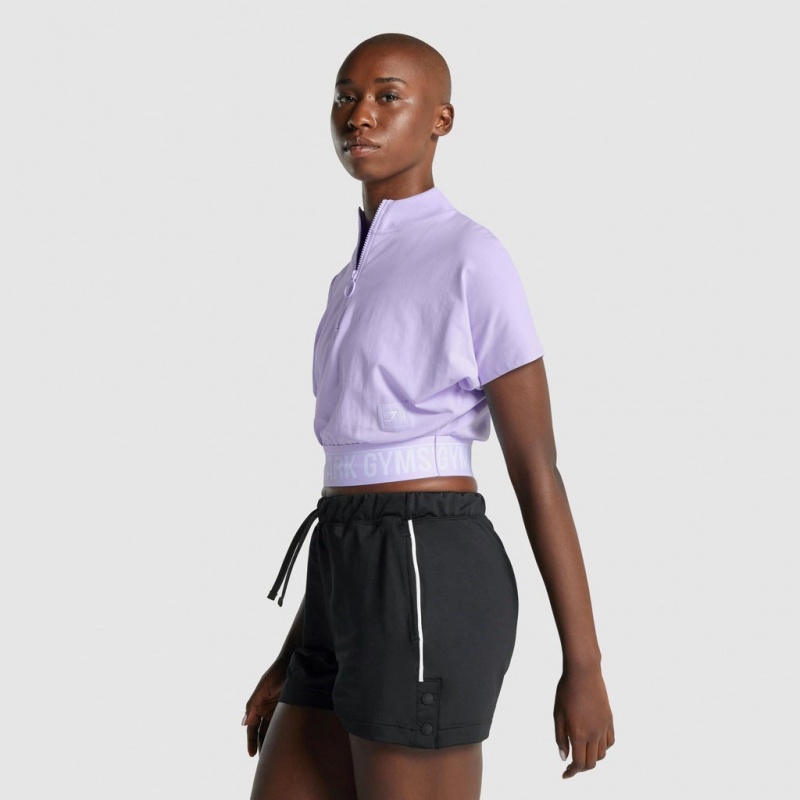 μπλουζακια Gymshark Recess Crop 1/2 Zip Tee Crop ανοιχτο μωβ | 461PVKHDY