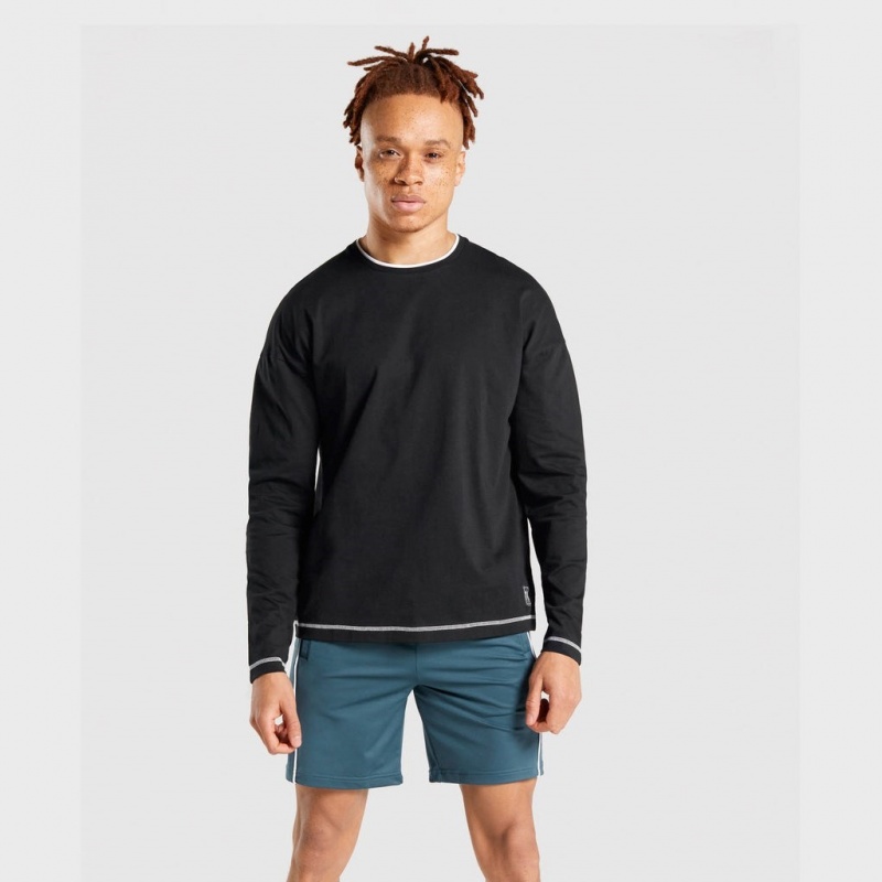 μπλουζακια Gymshark Recess Long Sleeve μαυρα | 581IALBMH