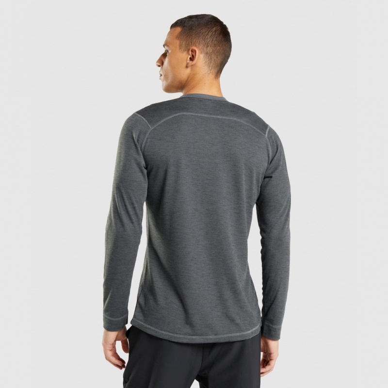 μπλουζακια Gymshark Retake Long Sleeve Charcoal Marl | 573QZONUK