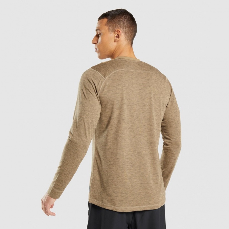 μπλουζακια Gymshark Retake Long Sleeve ανοιχτο καφε | 827ONIDEB