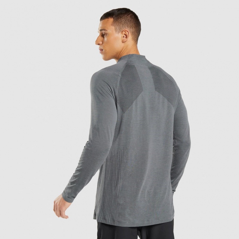 Φουτερ Gymshark Retake Seamless 1/4 Zip μαυρα | 713EVFZBD