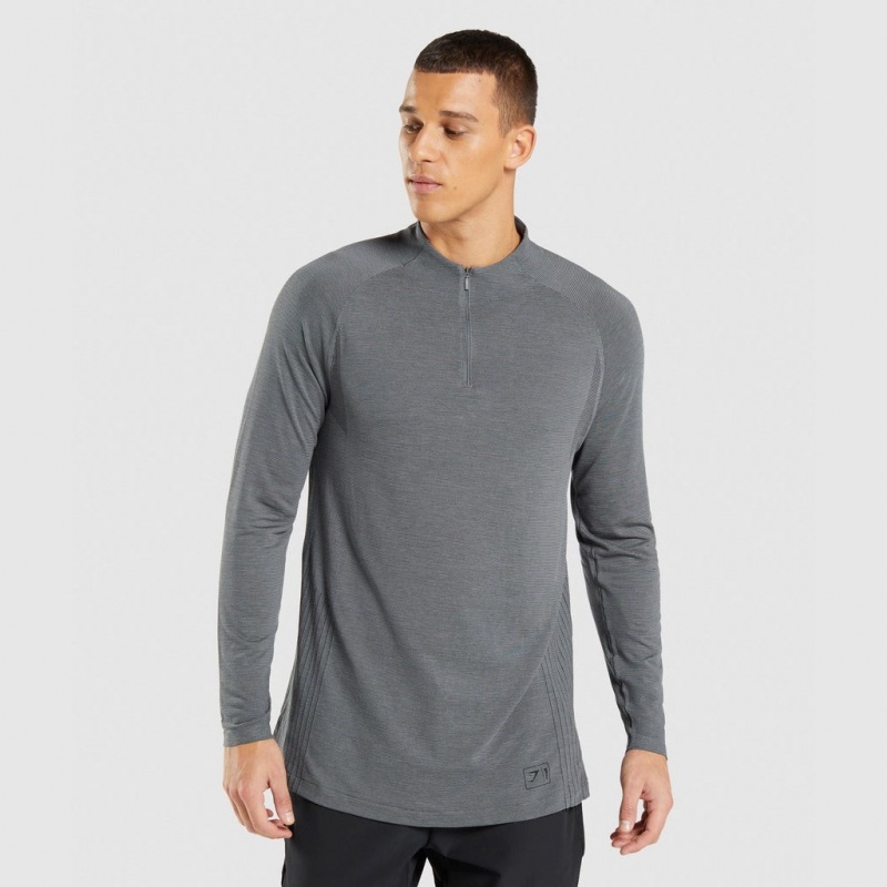 Φουτερ Gymshark Retake Seamless 1/4 Zip μαυρα | 713EVFZBD