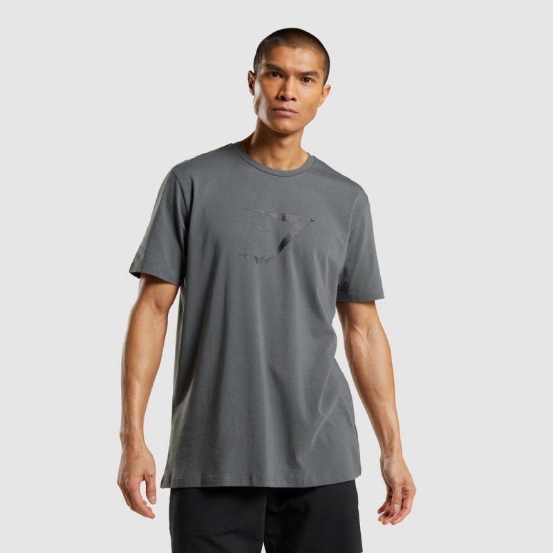 μπλουζακια Gymshark Sharkhead Infill Charcoal | 076TNKFXZ