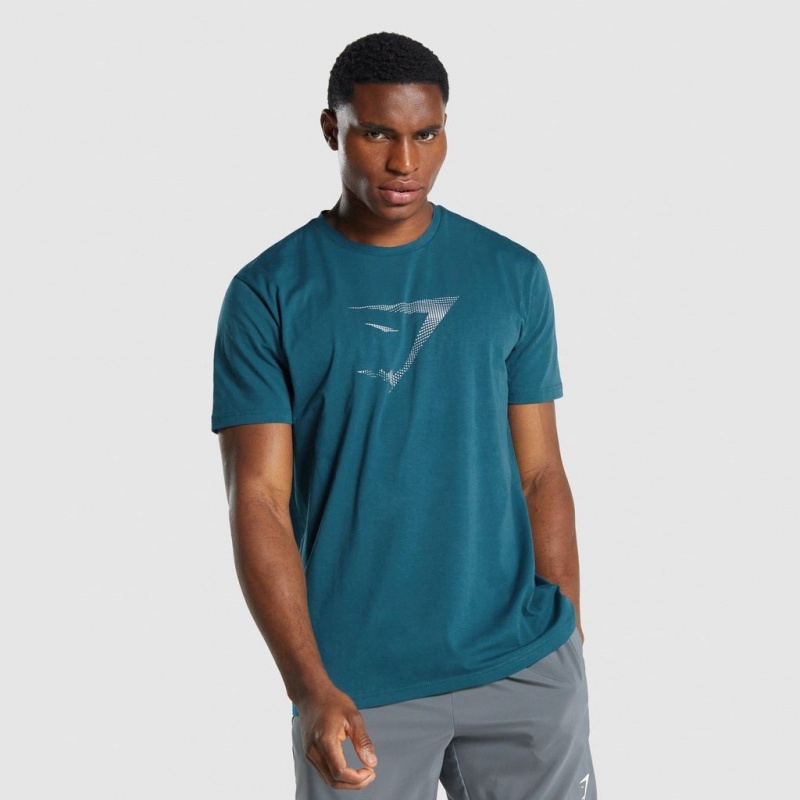 μπλουζακια Gymshark Sharkhead Infill Teal | 457HIZXAM