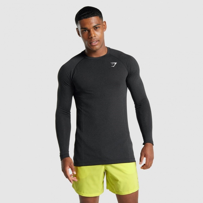 μπλουζακια Gymshark Vital Light Seamless Long Sleeve μαυρα | 402DXPARJ