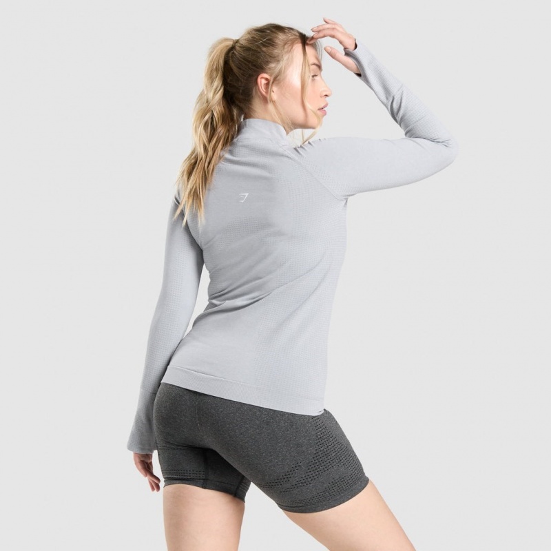 Φουτερ Gymshark Vital Seamless 2.0 1/2 Zip ανοιχτο γκρι | 632UWKNVQ