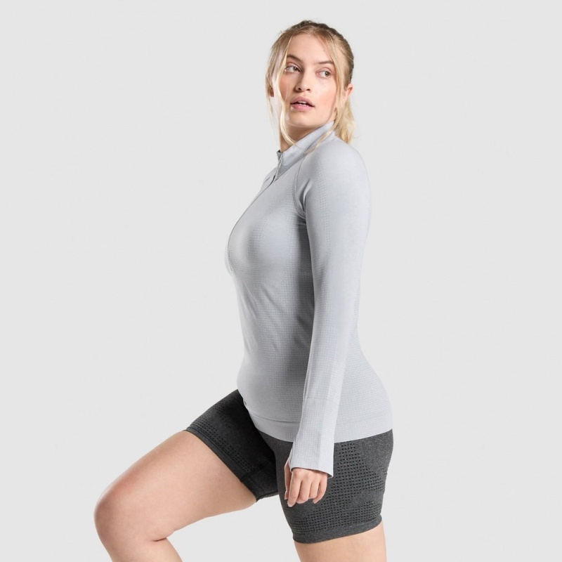 Φουτερ Gymshark Vital Seamless 2.0 1/2 Zip ανοιχτο γκρι | 632UWKNVQ